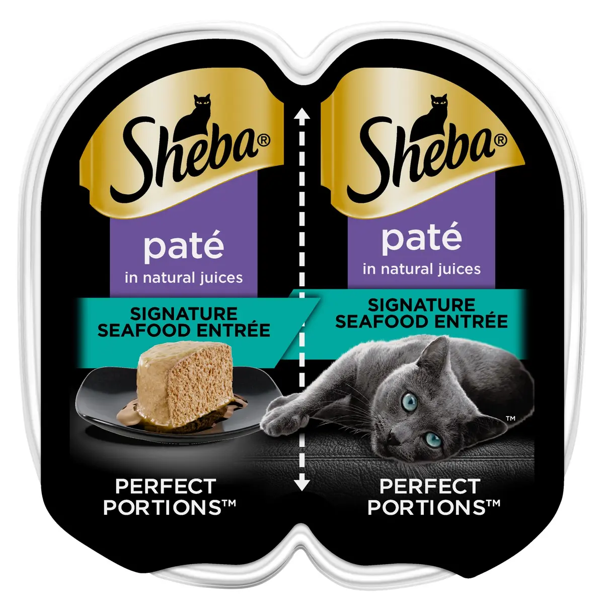 Sheba Perfect Portions Wet Cat Food Pate Signature Seafood Entree, 2.6 oz. Twin-Pack Tray | Grain-Free, Protein-Rich, Made in USA - main product image