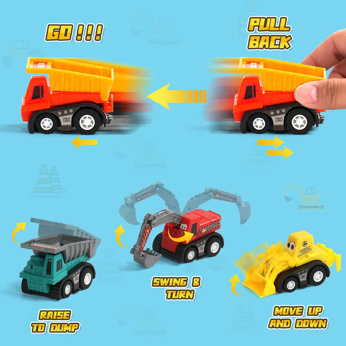 Fajiabao Construction Toy Cars for Toddlers 3+ Mini Pull Back Vehicles for Boys - view 3