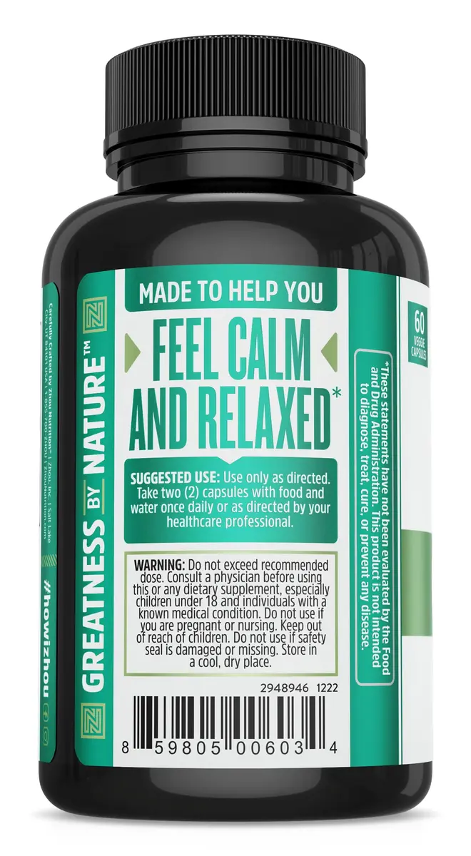 Zhou Calm Now Calm Supplement 60 Veggie Capsules | Adaptogen & B-Vitamin Blend for Stress Relief - view 3