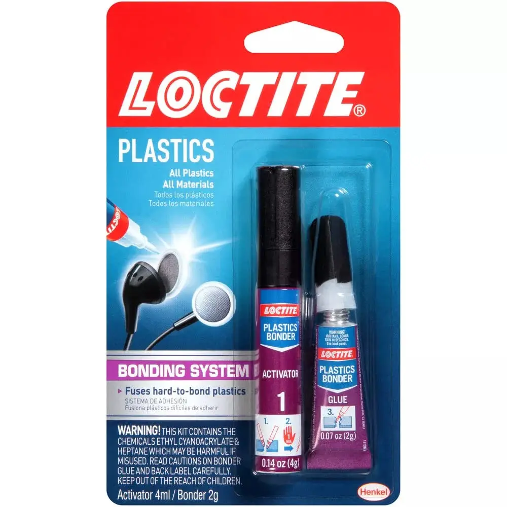 Loctite Plastics Bonding System Clear Kit 4ml Activator + 2g Glue | Bonds Polyethylene, Polypropylene, PTFE - main product image
