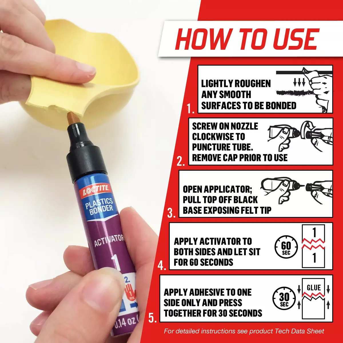 Loctite Plastics Bonding System Clear Kit 4ml Activator + 2g Glue | Bonds Polyethylene, Polypropylene, PTFE - view 4