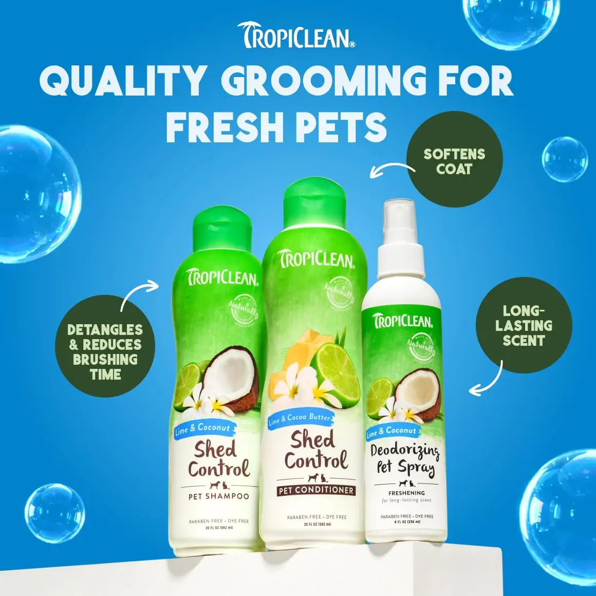 TropiClean Lime & Cocoa Butter Shed Control Dog & Cat Conditioner 591ml (20 Fl Oz) | Reduces Shedding, Softens Coat - view 7