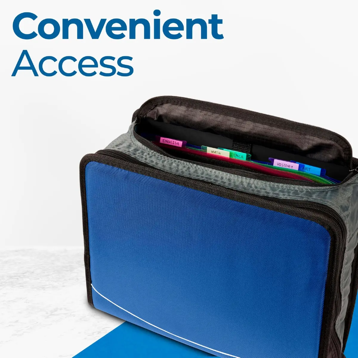 Case-it Storage Binder 3-Inch O-Rings | 600 Sheets, 5-Subject, Blue | School & Office Organizer - view 3