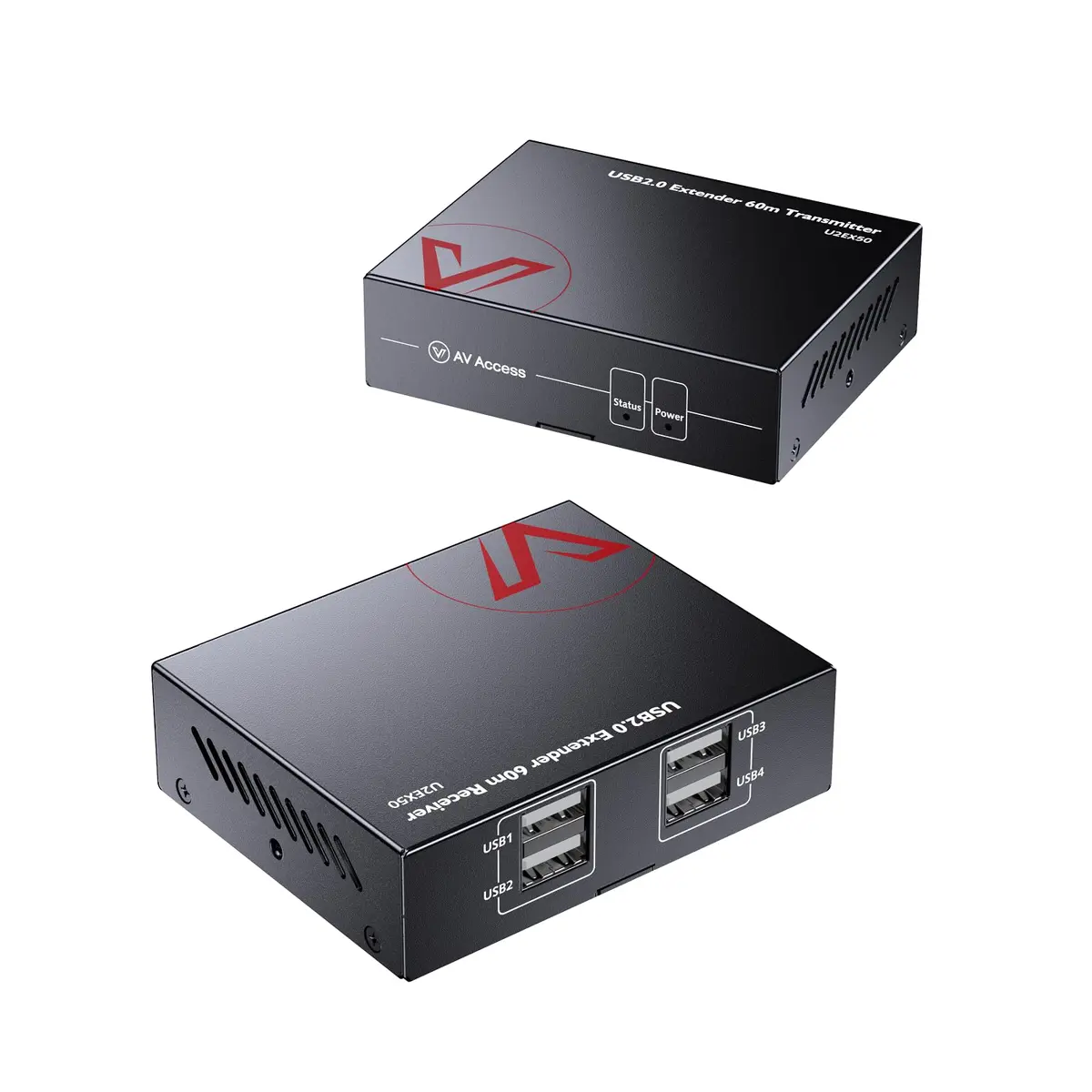 AV Access USB Over Ethernet Extender Kit, USB 2.0 480Mbps, 4-Port Hub | Long-Distance USB Extension with 4 Ports - main product image