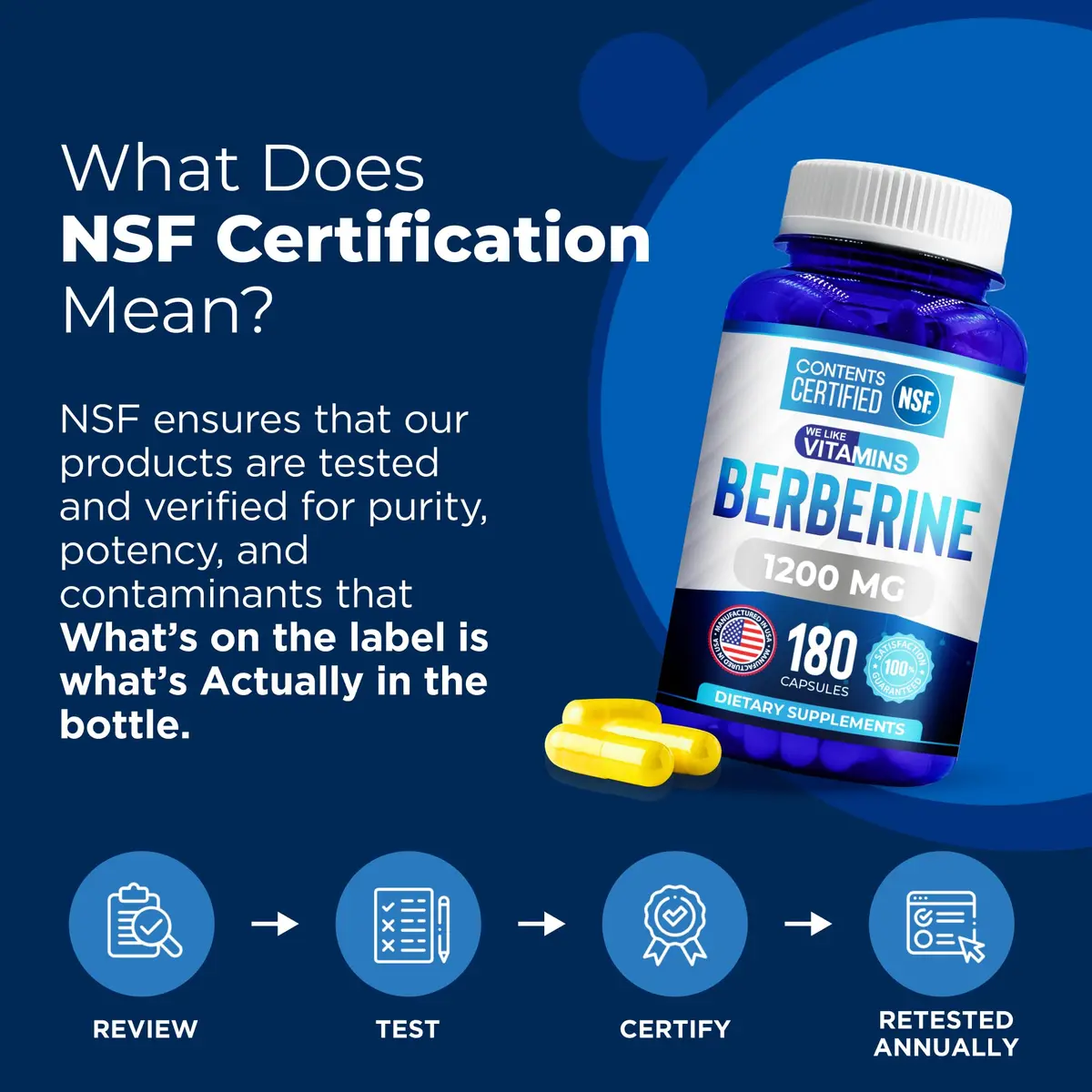 We Like Vitamins NSF Certified Berberine Supplement 1200mg | Supports Metabolic Health (70-120 chars) - view 2