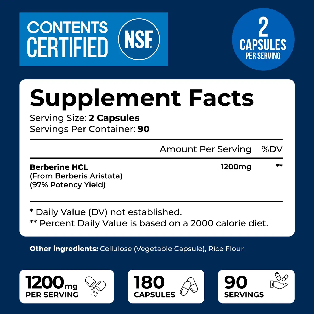 We Like Vitamins NSF Certified Berberine Supplement 1200mg | Supports Metabolic Health (70-120 chars) - view 3