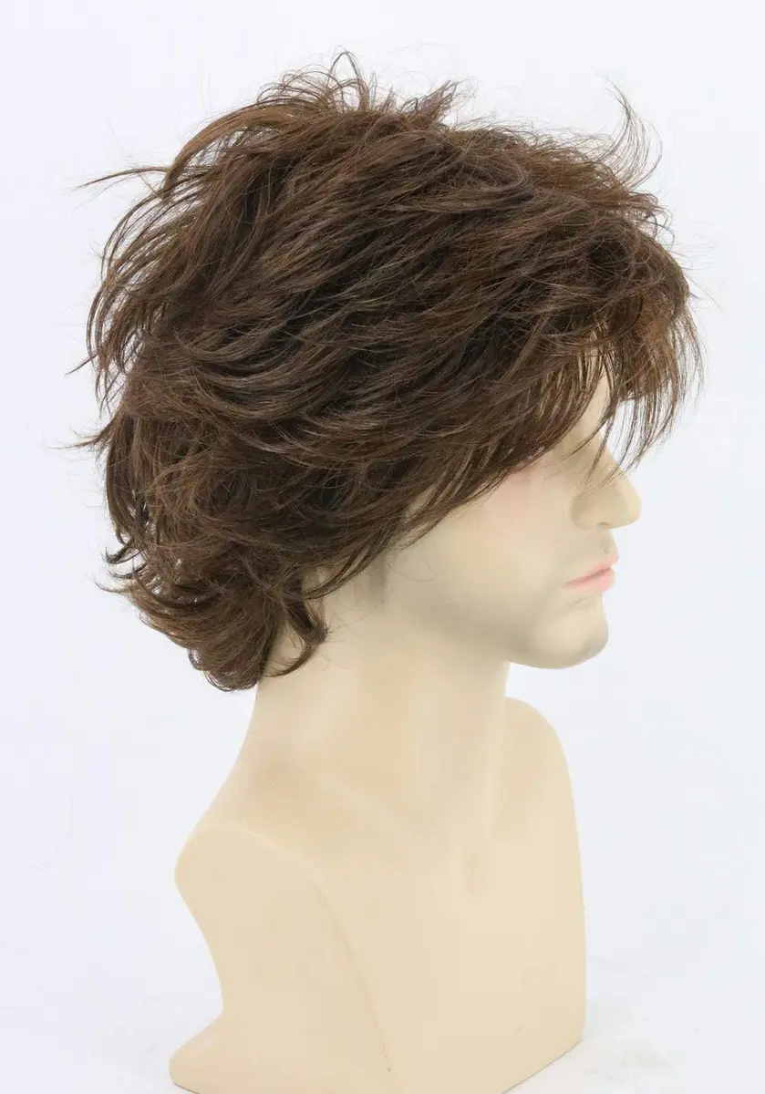 Topcosplay Brown Short Cosplay Wig Wavy Fluffy Style Layered Halloween Costume Wig 25.2cm (10 Inch) | Authentic USA Import - view 3