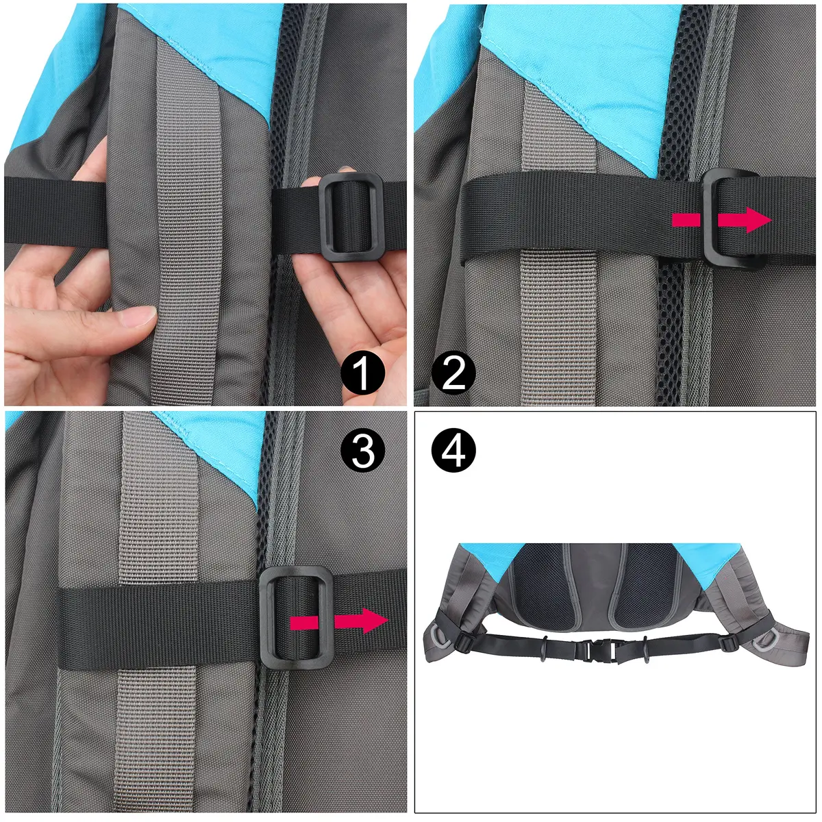 Wisdompro Heavy Duty Backpack Chest Strap, Black | Adjustable Webbing for Outdoor Use - view 5
