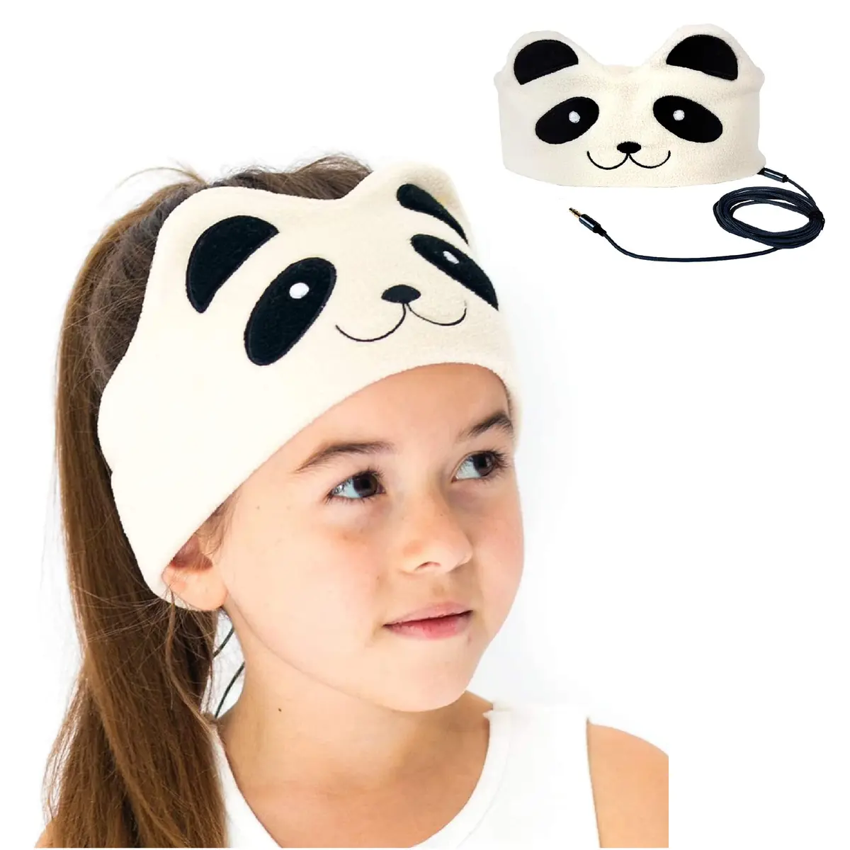 CozyPhones Kids Over The Ear Headphones - Volume Limited, Soft Fleece Headband, Panda - main product image