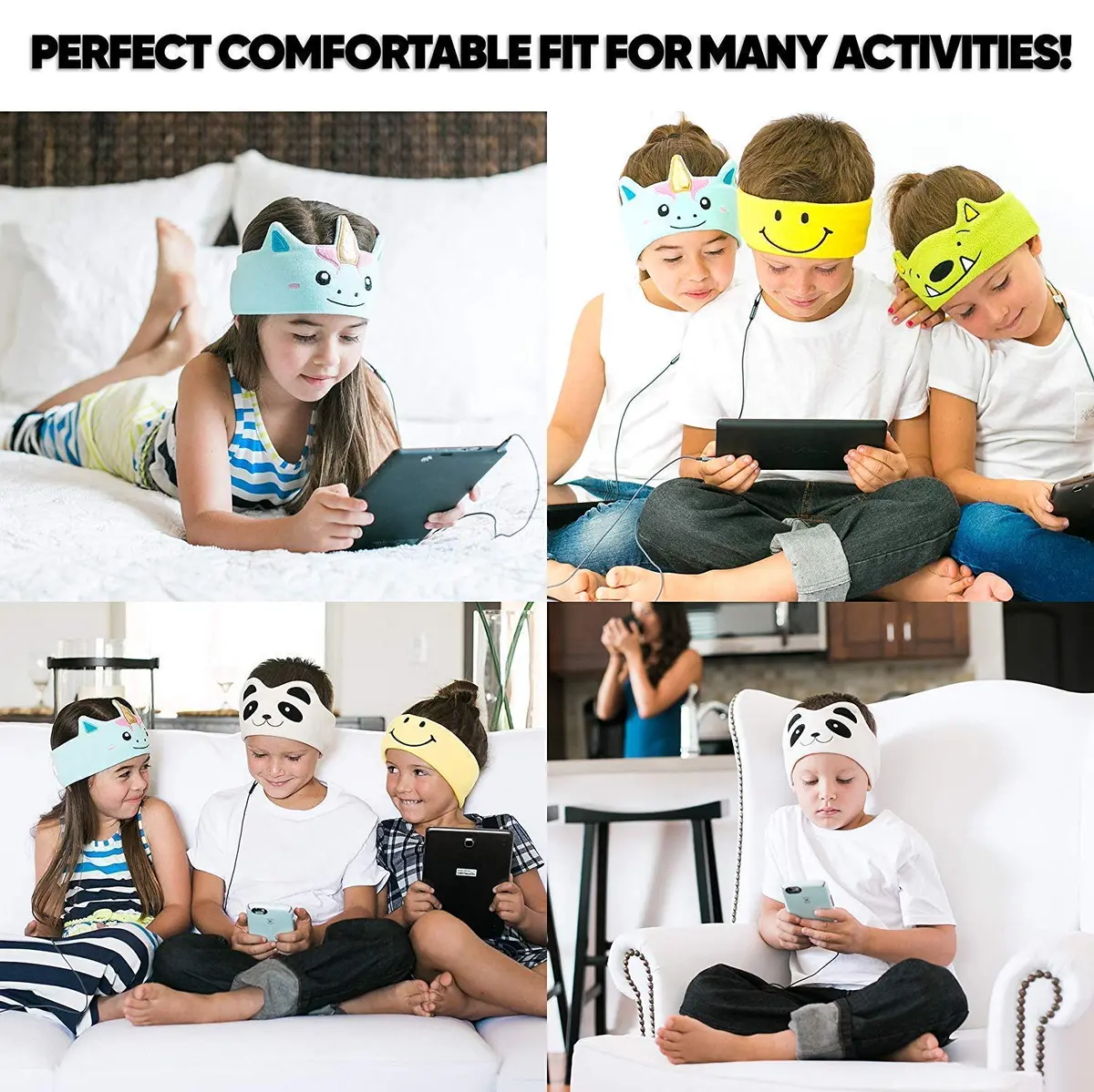CozyPhones Kids Over The Ear Headphones - Volume Limited, Soft Fleece Headband, Panda - view 8