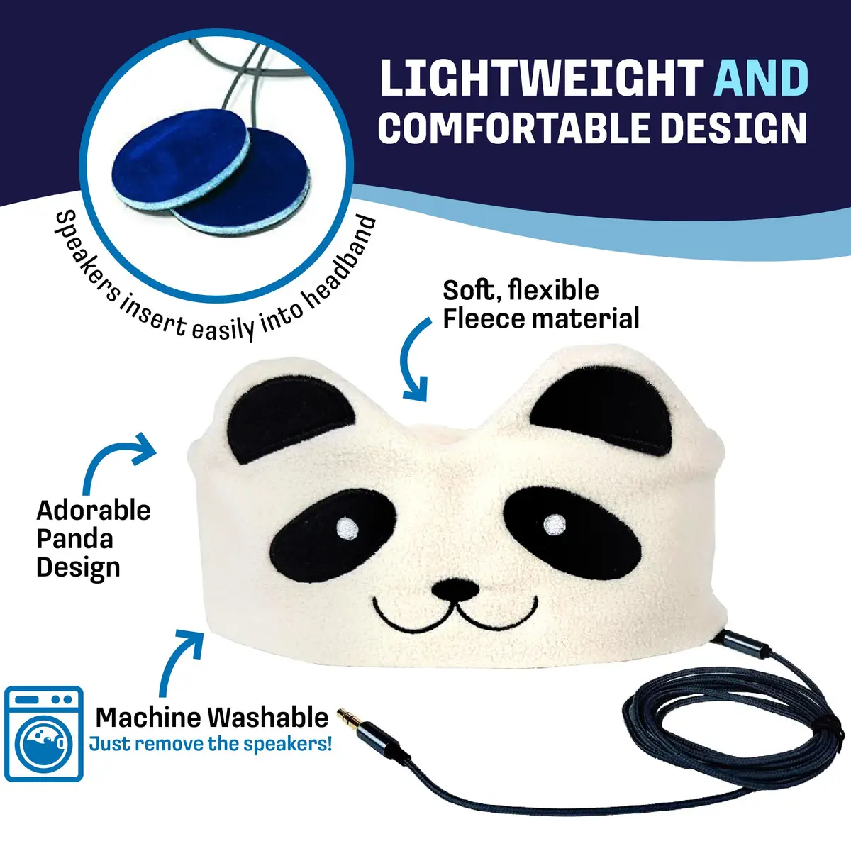 CozyPhones Kids Over The Ear Headphones - Volume Limited, Soft Fleece Headband, Panda - view 3