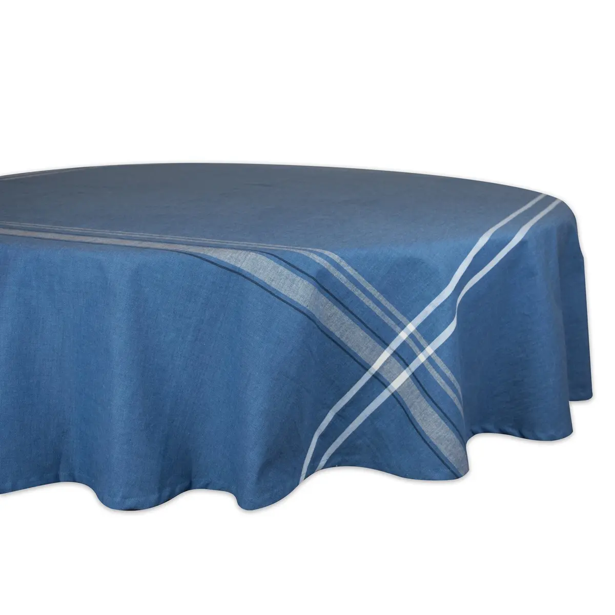 DII French Stripe Farmhouse Style Round Tablecloth 70 Inches | Elegant Cotton Cover for Dining - main product image