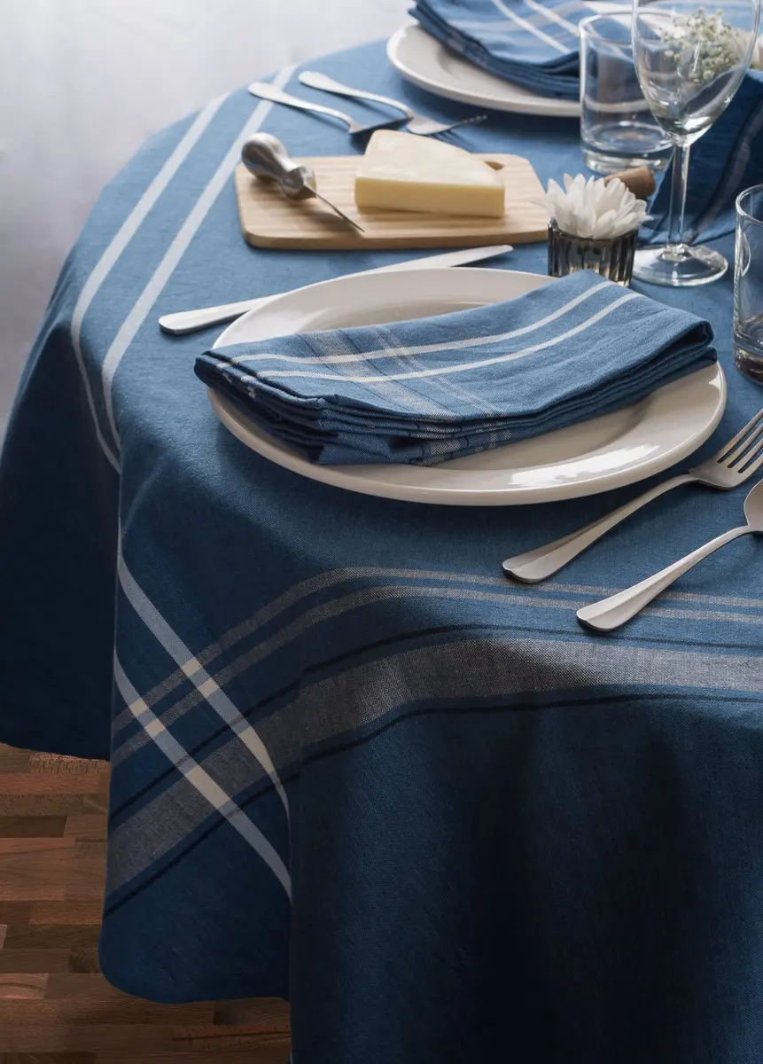 DII French Stripe Farmhouse Style Round Tablecloth 70 Inches | Elegant Cotton Cover for Dining - view 5