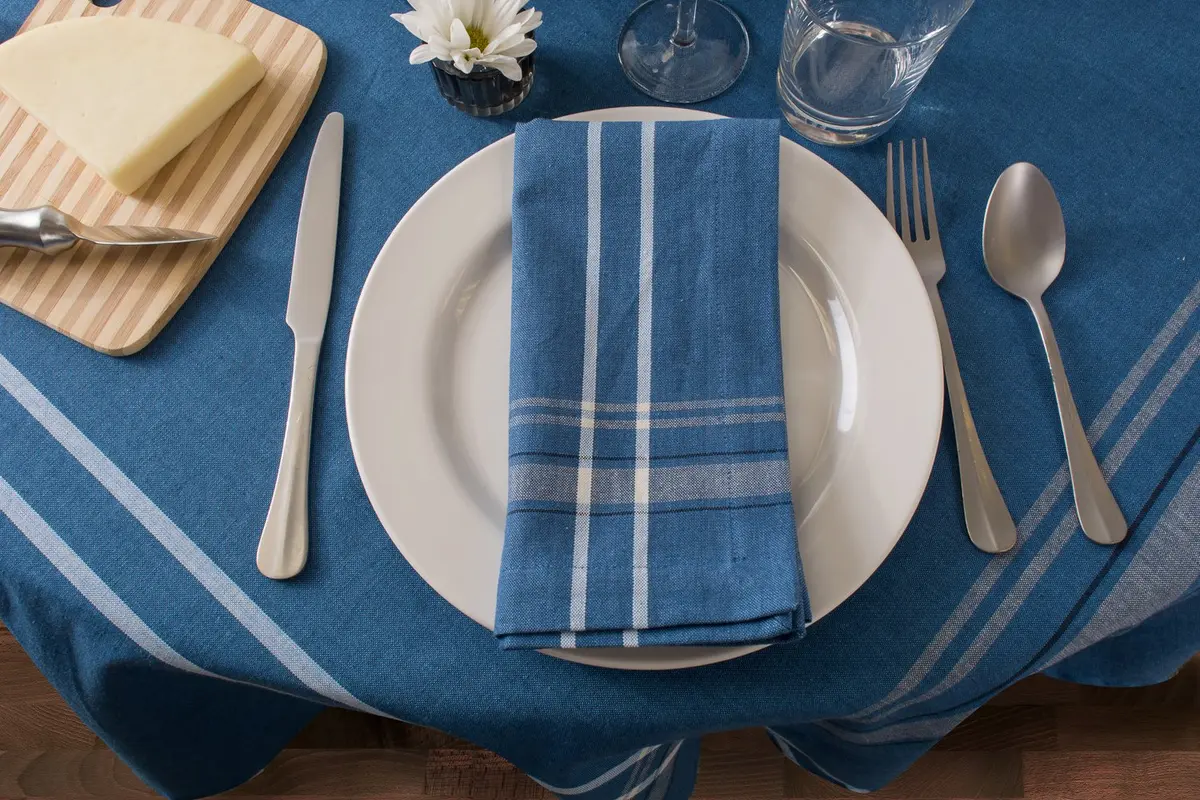 DII French Stripe Farmhouse Style Round Tablecloth 70 Inches | Elegant Cotton Cover for Dining - view 3