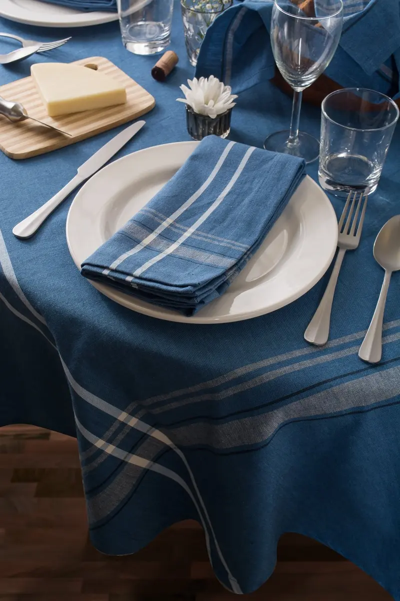 DII French Stripe Farmhouse Style Round Tablecloth 70 Inches | Elegant Cotton Cover for Dining - view 4