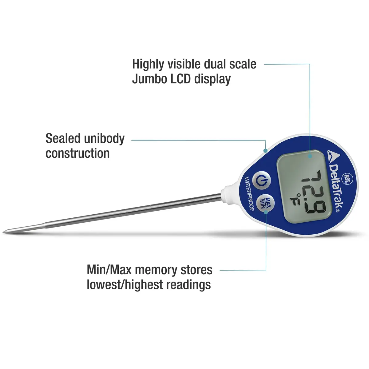 DeltaTrak 11050 Professional Digital Meat Thermometer 155°C (311°F) | NSF Certified Waterproof Lollipop Thermometer - view 2