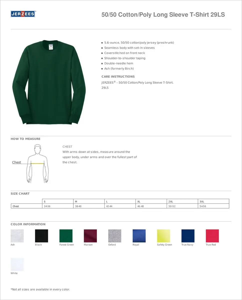 Jerzees Heavyweight Blend 50/50 Long Sleeve T-Shirt (Royal, X-Large) | Durable Cotton-Polyester Blend for Men - view 6