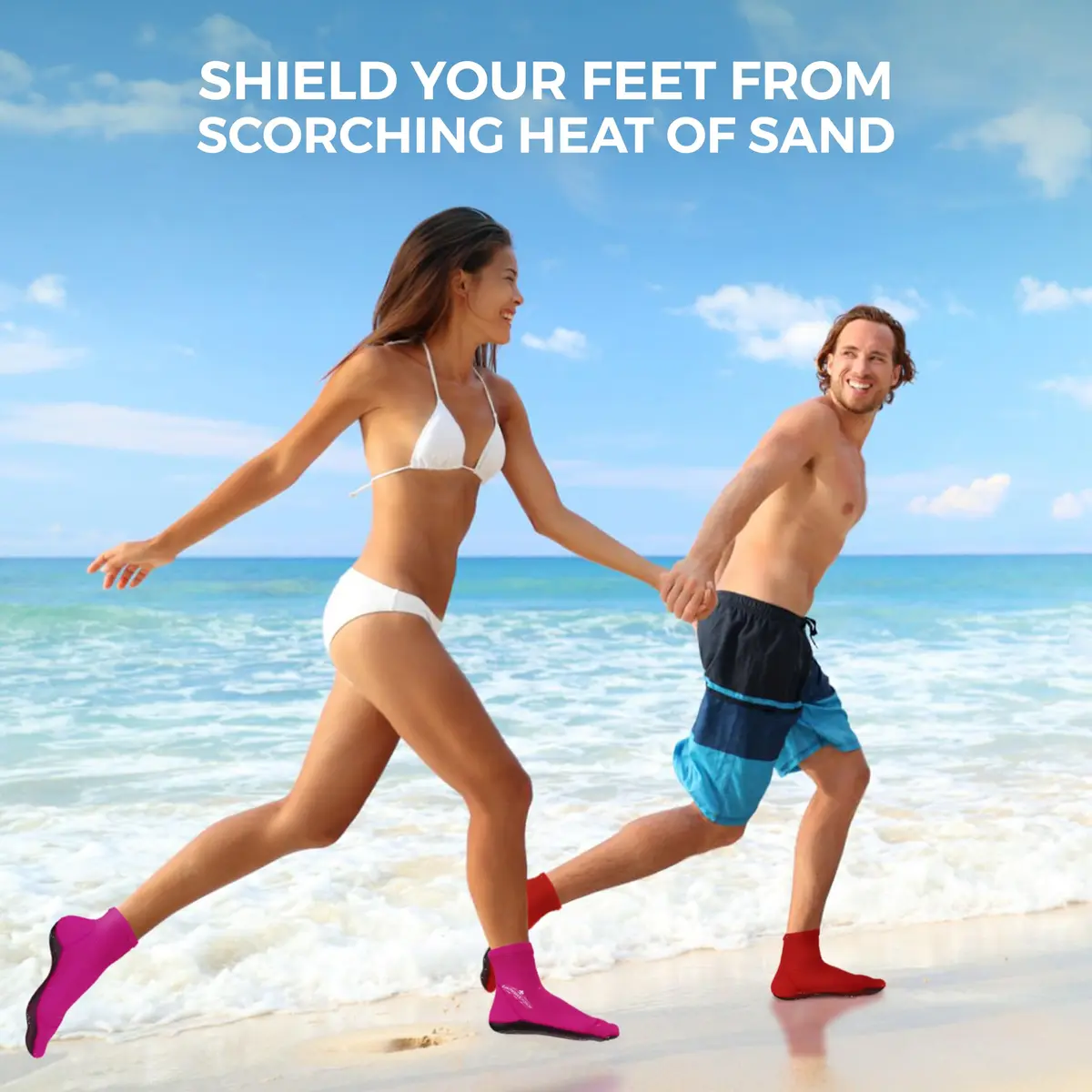 Nordic Essentials Beach Socks - Water Sports & Beach Protection - Kids, Women, Men, 1 Yr Warranty (4, Pink + Red, X-Small) - view 5