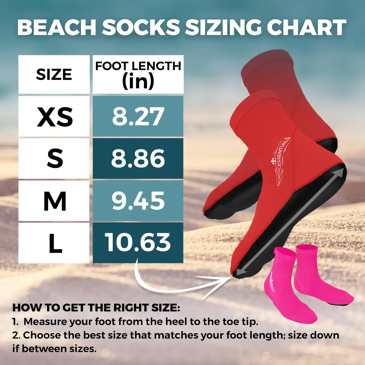 Nordic Essentials Beach Socks - Water Sports & Beach Protection - Kids, Women, Men, 1 Yr Warranty (4, Pink + Red, X-Small) - view 3