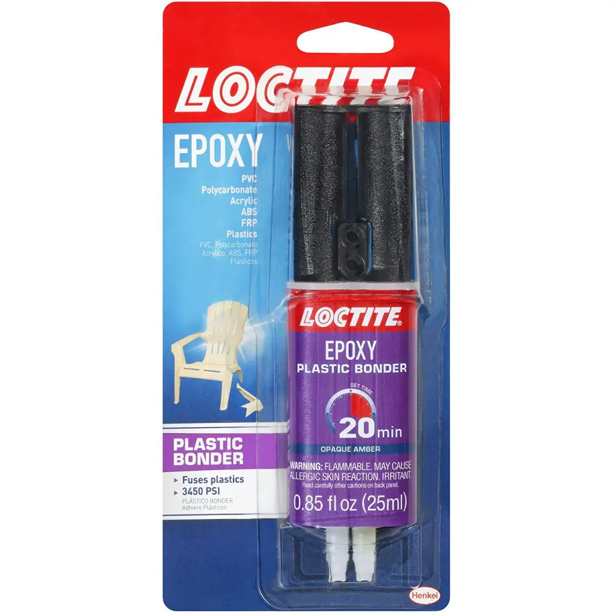 Loctite Plastic Bonder Syringe 25ml (0.85 fl oz) 8-Pack | Fuses Plastics for Strong, Rigid Bonds - main product image