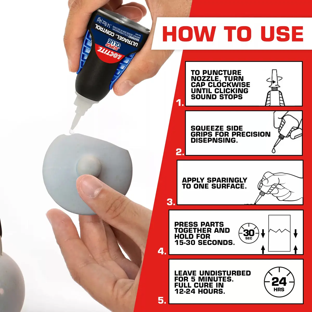 Loctite Super Glue Ultra Gel Control 0.14 fl oz (4.14ml) Bottle, 6 Pack | Resists Impact, Shock, Vibration - view 2