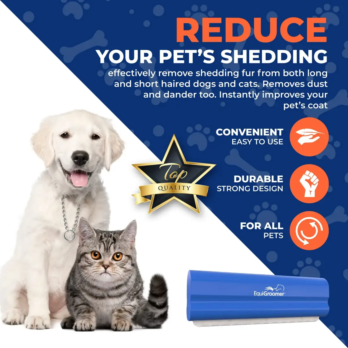 EquiGroomer 5-Inch Undercoat Deshedding Brush for Dogs & Cats, Blue | Gentle Stainless Steel Blade - view 5