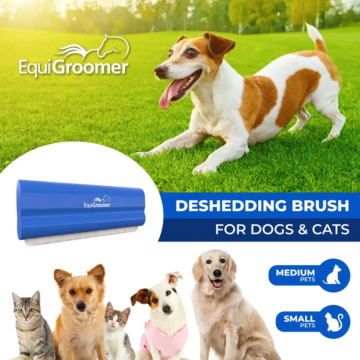 EquiGroomer 5-Inch Undercoat Deshedding Brush for Dogs & Cats, Blue | Gentle Stainless Steel Blade - view 2