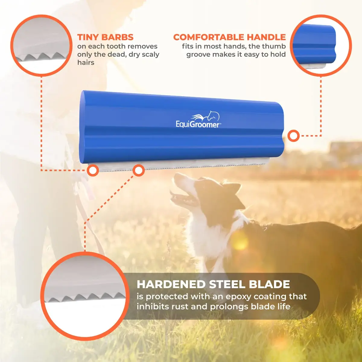 EquiGroomer 5-Inch Undercoat Deshedding Brush for Dogs & Cats, Blue | Gentle Stainless Steel Blade - view 4