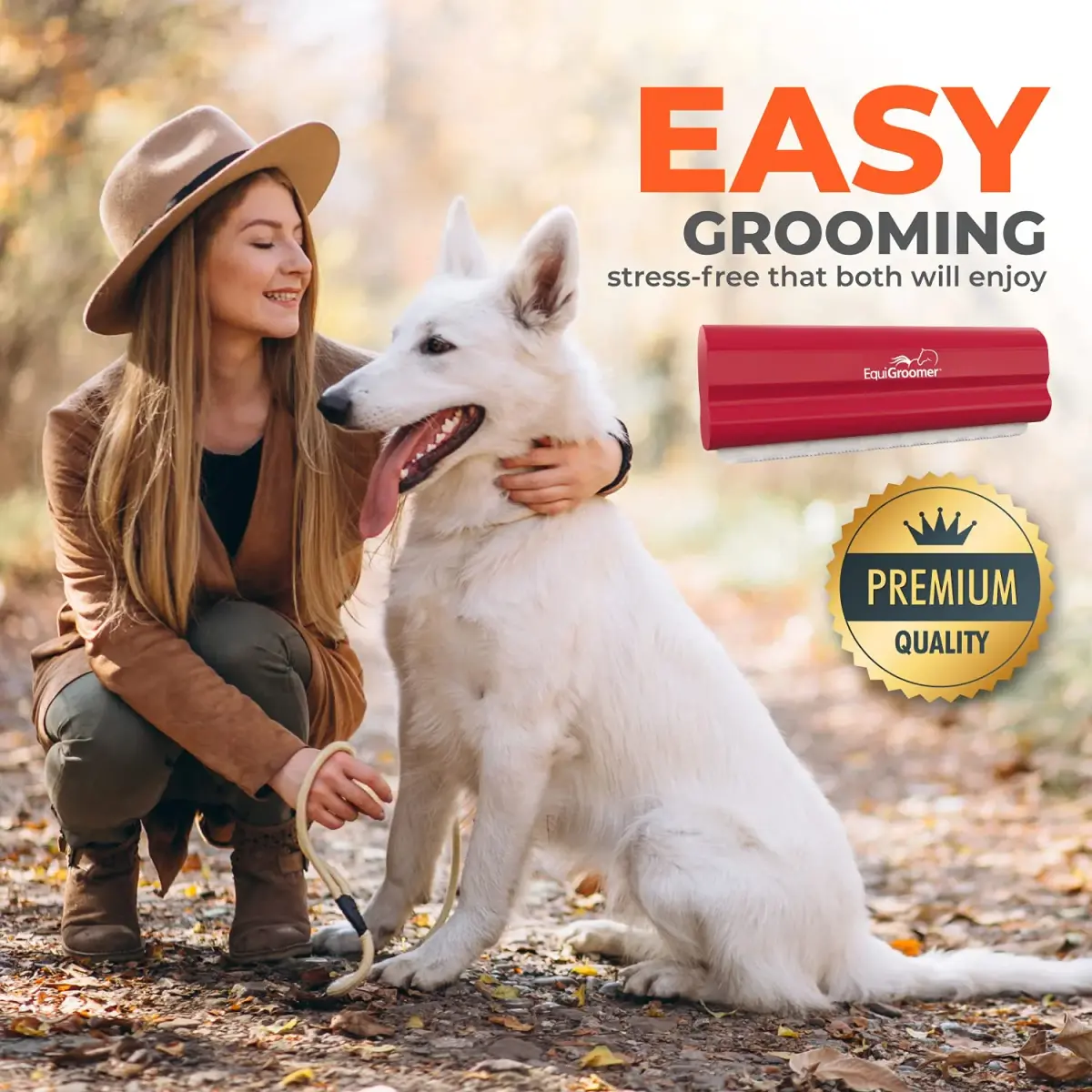 EquiGroomer 5-Inch Undercoat Deshedding Brush for Dogs & Cats, Red | Removes Loose Fur & Undercoat - view 8