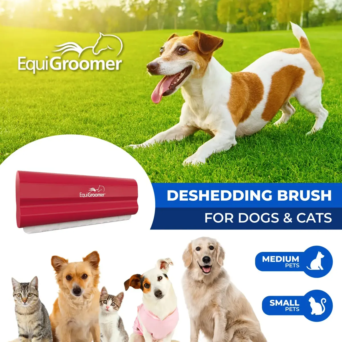 EquiGroomer 5-Inch Undercoat Deshedding Brush for Dogs & Cats, Red | Removes Loose Fur & Undercoat - view 2