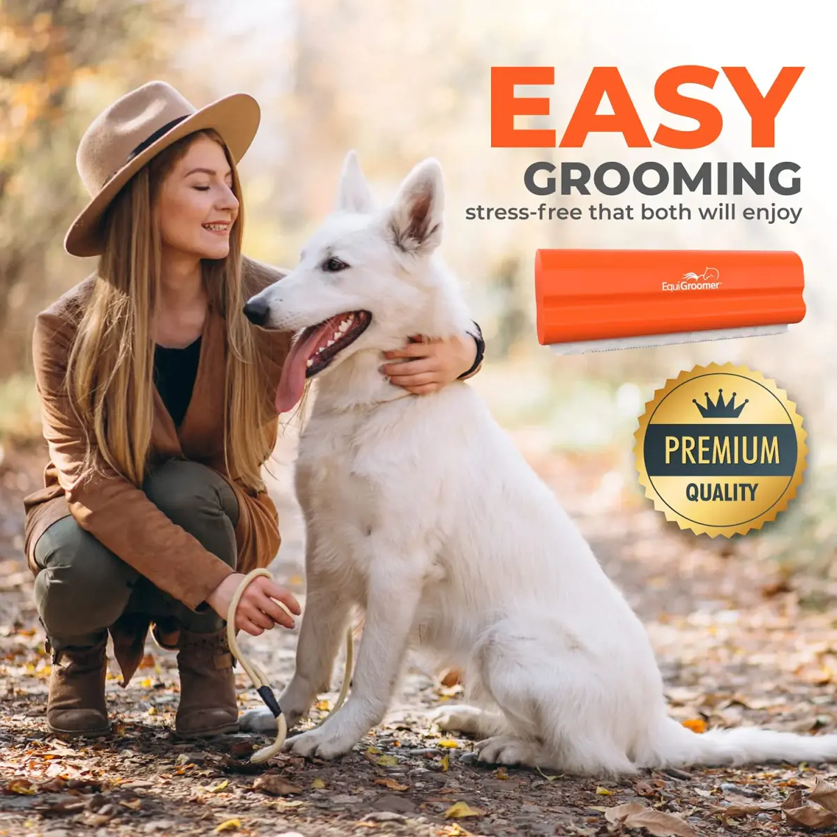 EquiGroomer 5-Inch Undercoat Deshedding Brush for Dogs & Cats, Orange | Reduces Shedding Up to 95% - view 8