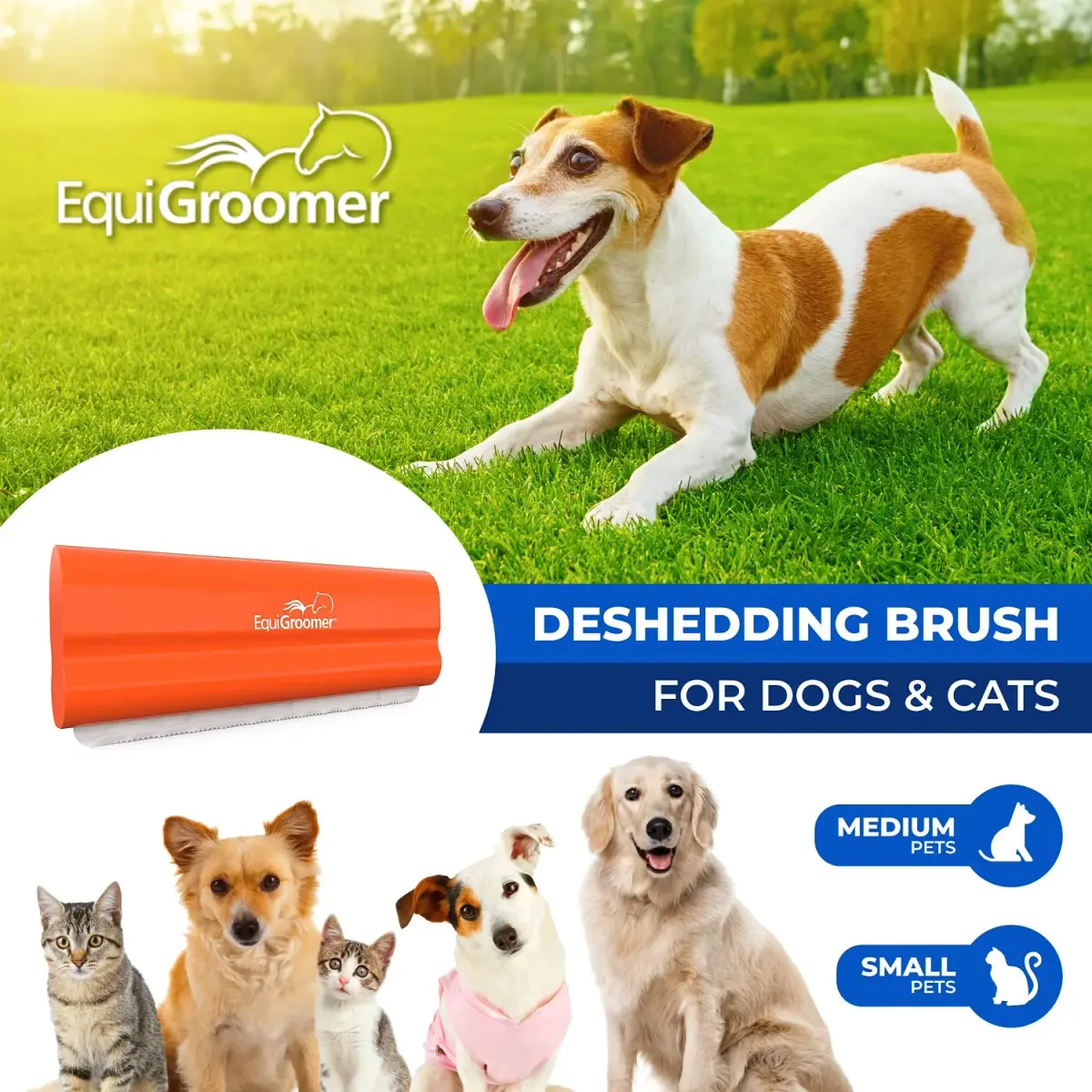 EquiGroomer 5-Inch Undercoat Deshedding Brush for Dogs & Cats, Orange | Reduces Shedding Up to 95% - view 2