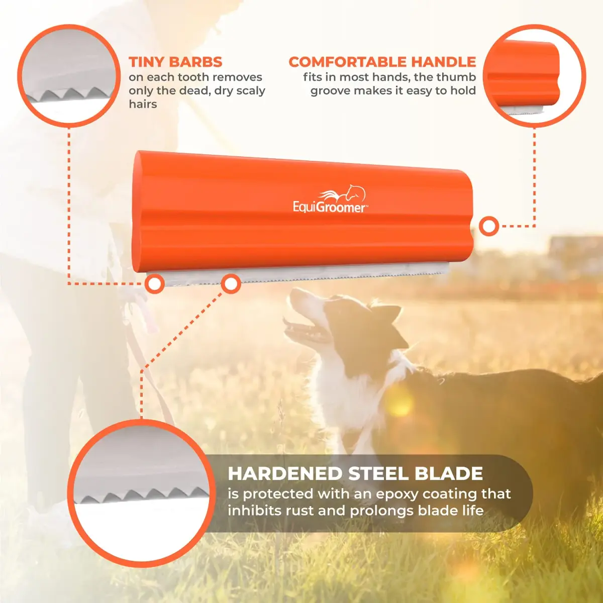EquiGroomer 5-Inch Undercoat Deshedding Brush for Dogs & Cats, Orange | Reduces Shedding Up to 95% - view 4