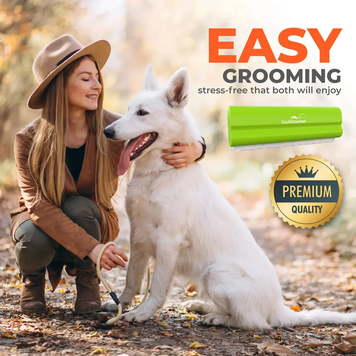 EquiGroomer 5-Inch Undercoat Deshedding Brush for Dogs & Cats, Lime | Removes Loose Fur & Undercoat - view 8