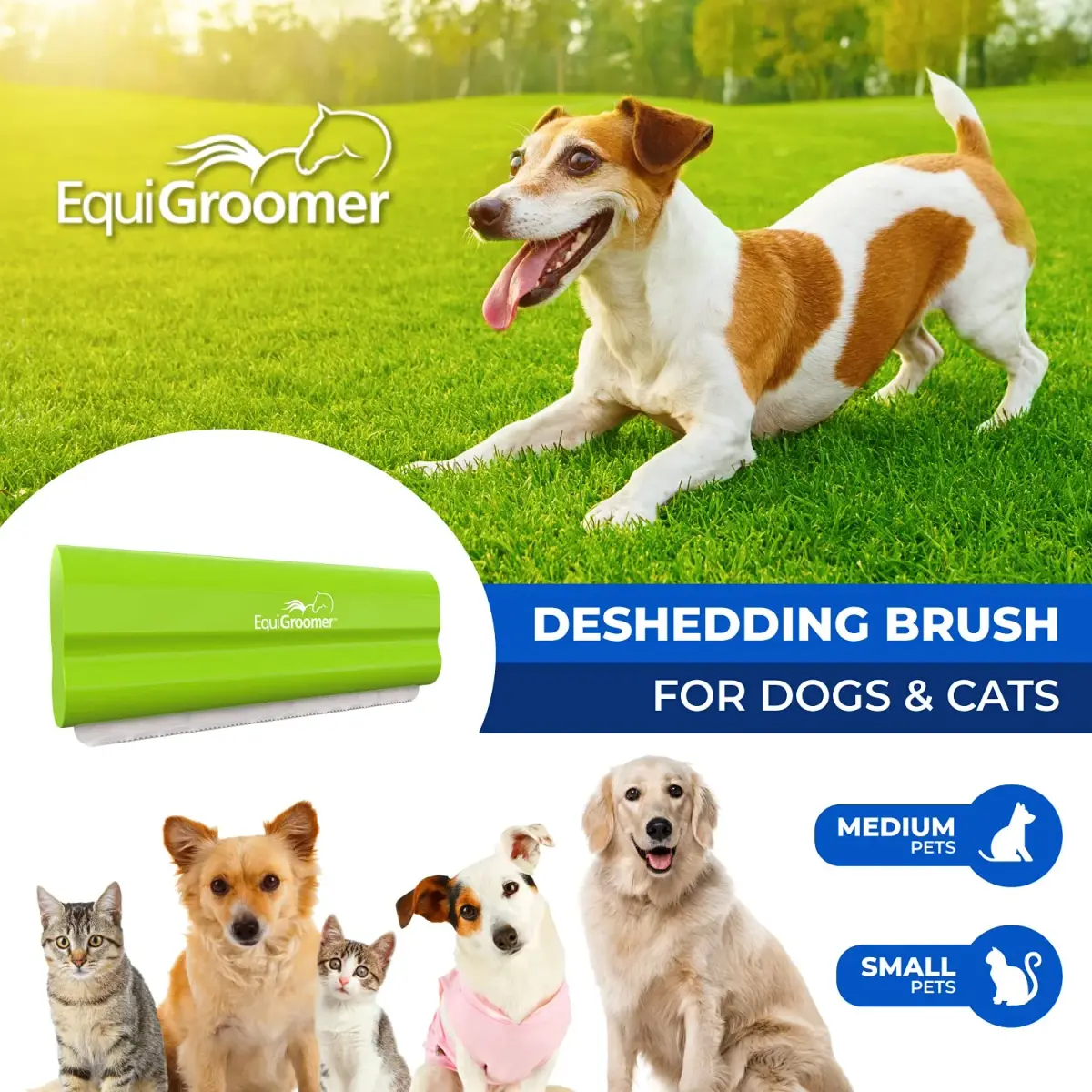 EquiGroomer 5-Inch Undercoat Deshedding Brush for Dogs & Cats, Lime | Removes Loose Fur & Undercoat - view 2