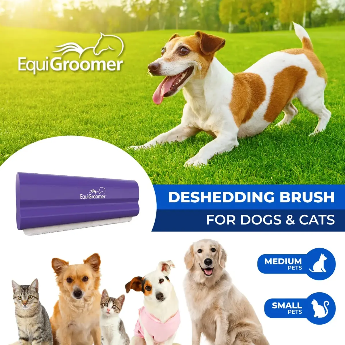 EquiGroomer 5-Inch Undercoat Deshedding Brush for Dogs & Cats, Purple | Removes Loose Fur & Undercoat - view 2