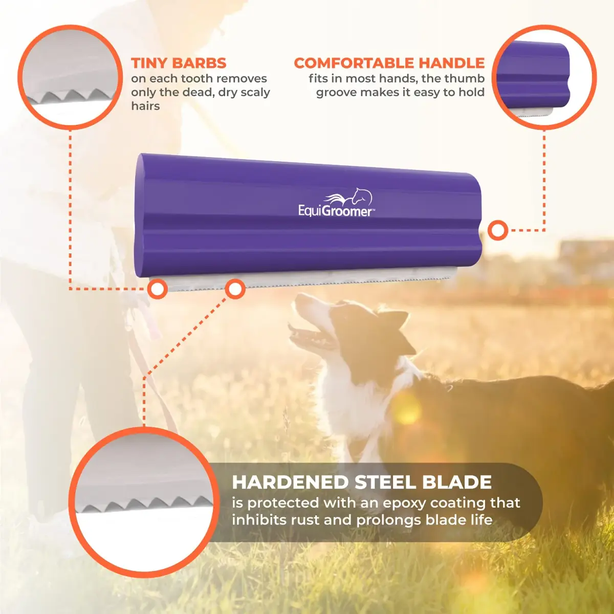 EquiGroomer 5-Inch Undercoat Deshedding Brush for Dogs & Cats, Purple | Removes Loose Fur & Undercoat - view 4