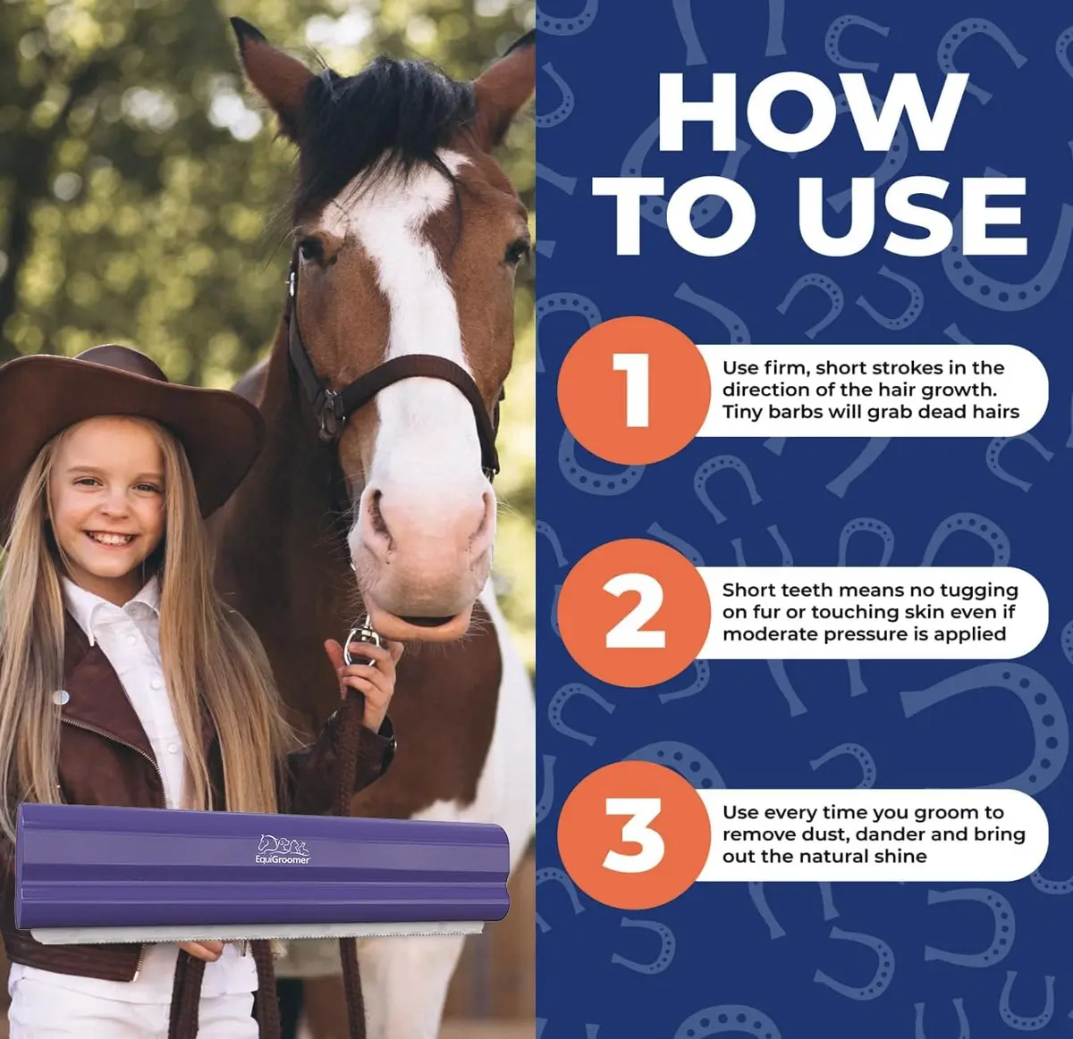 EquiGroomer 8-Inch Deshedding Brush for Dogs & Horses | Heavy Coat Shedding Tool, Purple - view 6