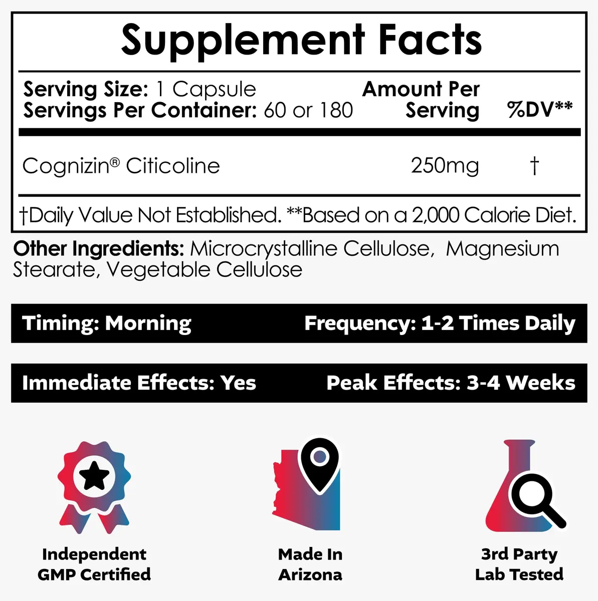 Nootropics Depot Cognizin Citicoline Capsules | 180 Count | Brain Health Supplement | Supports Focus & Memory - view 2