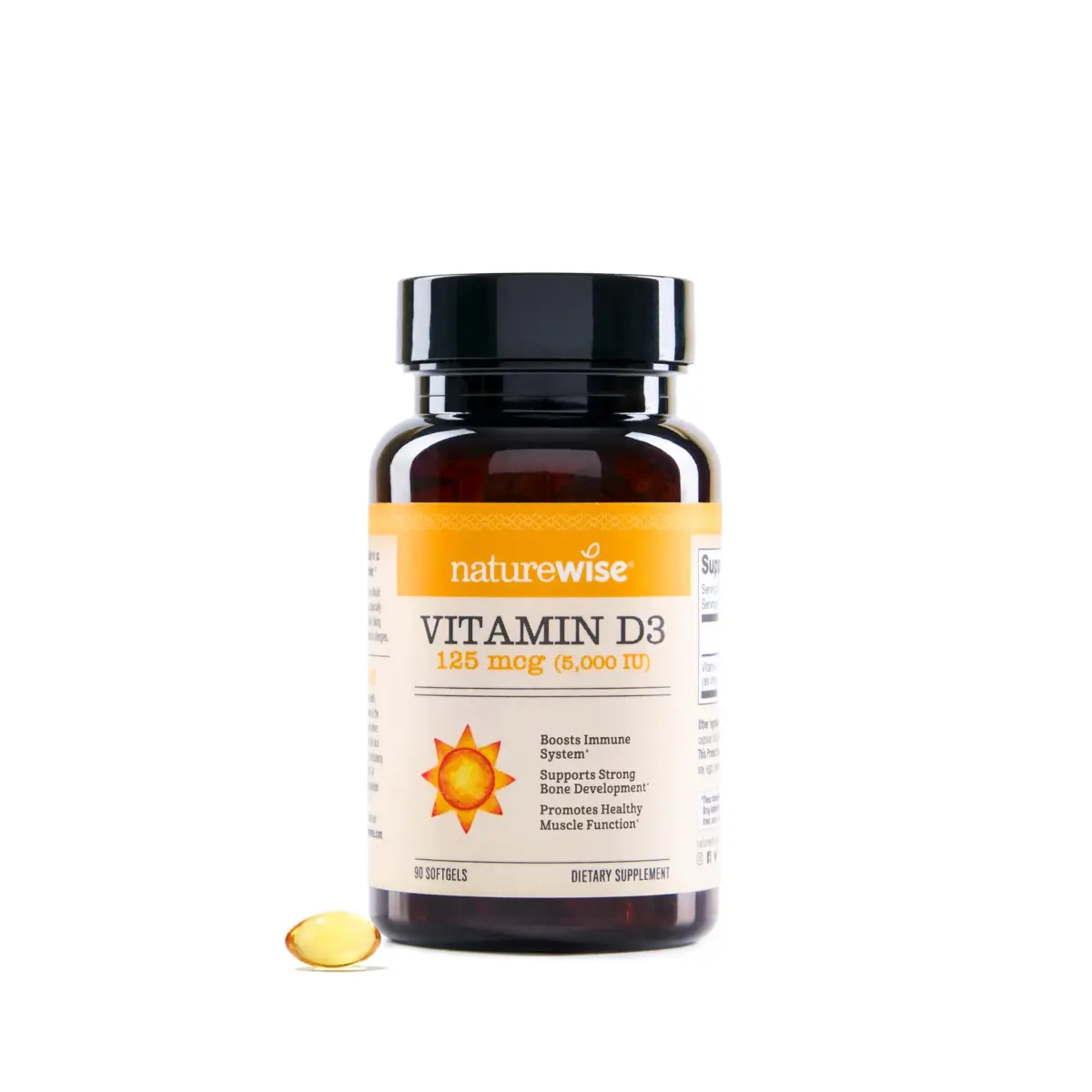 NatureWise Vitamin D3 5000IU Supplement 90 Mini Softgels | Immune, Bone & Muscle Support - main product image