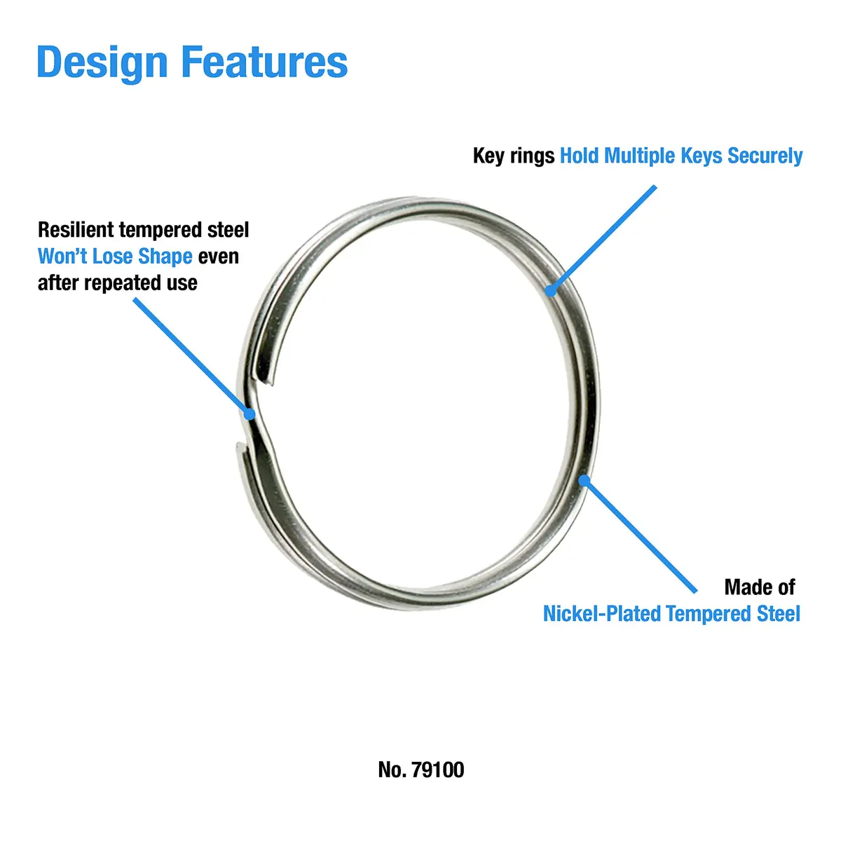 Lucky Line 3" Nickel Plated Split Ring | Durable Steel Jewelry Finding for Keys & Crafts - view 5