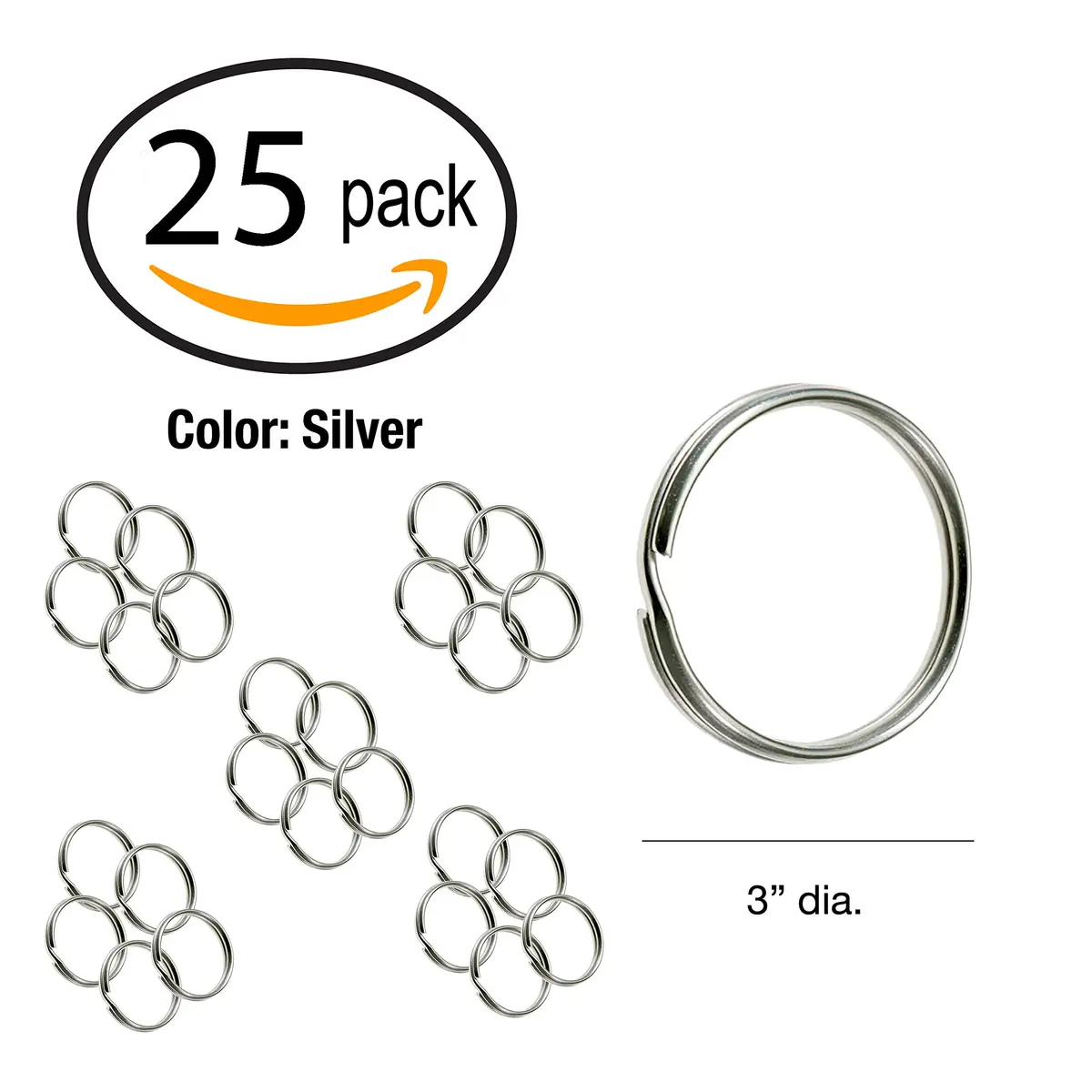 Lucky Line 3" Nickel Plated Split Ring | Durable Steel Jewelry Finding for Keys & Crafts - view 4
