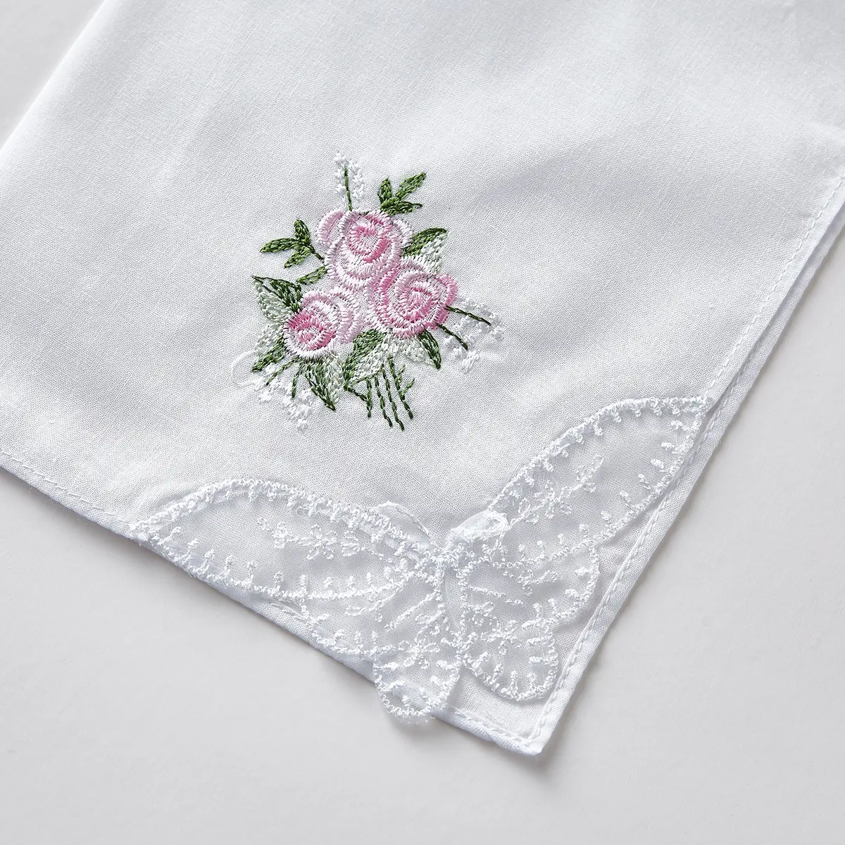 RDS HANKYTEX Cotton Embroidery Ladies' Handkerchiefs Lace Set of 6 | Soft 60s Cotton, Floral Embroidery, Perfect for Bridal & Gifts - view 4