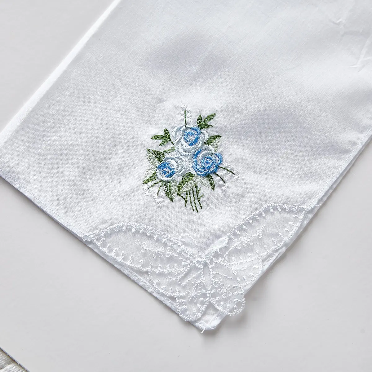RDS HANKYTEX Cotton Embroidery Ladies' Handkerchiefs Lace Set of 6 | Soft 60s Cotton, Floral Embroidery, Perfect for Bridal & Gifts - view 5