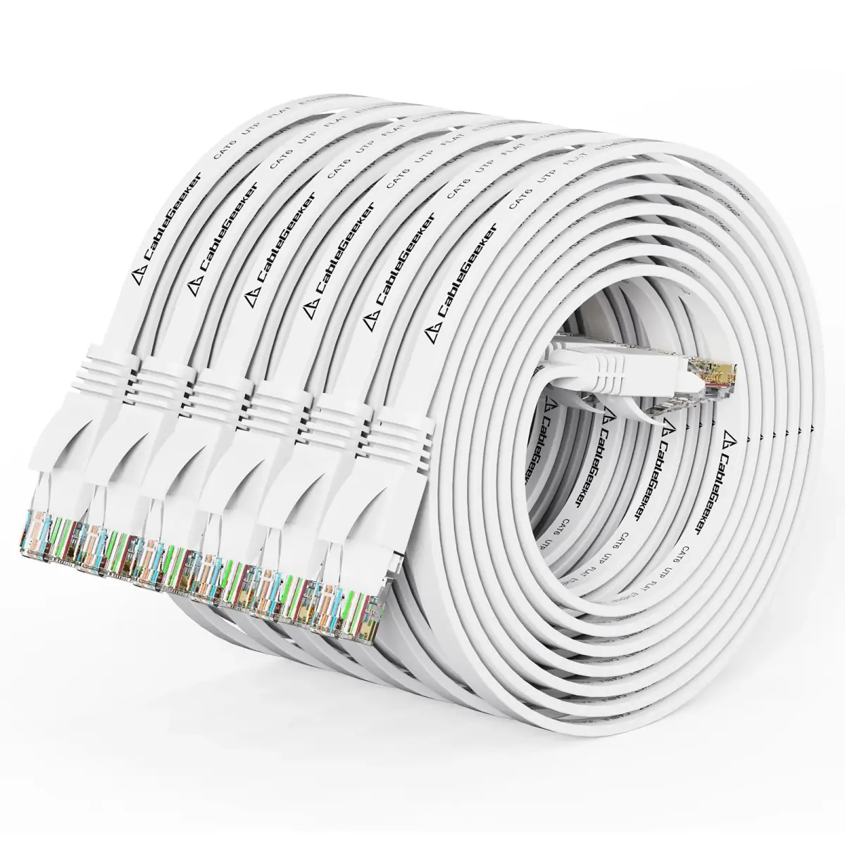 CableGeeker 5ft Flat Black Cat 6 Ethernet Cable 6 Pack - High Speed Network Cord - main product image