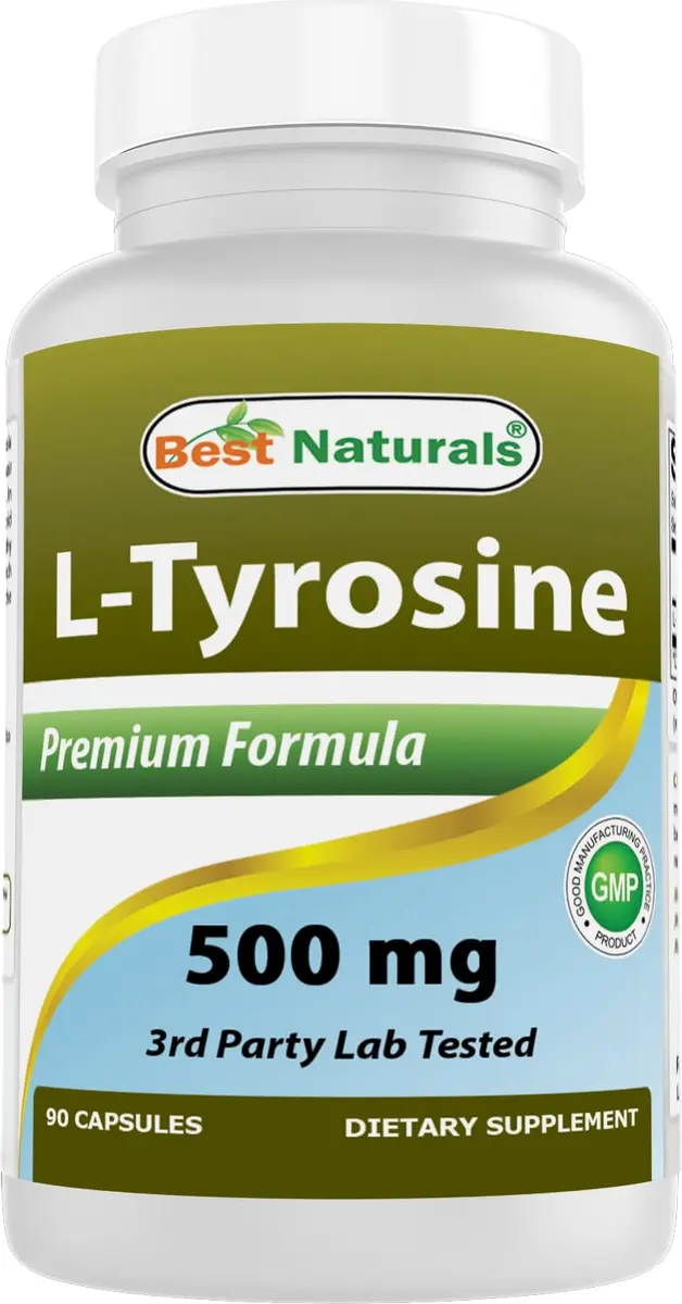 Best Naturals L-Tyrosine 500 mg 90 Capsules | Supports Brain & Mood - main product image