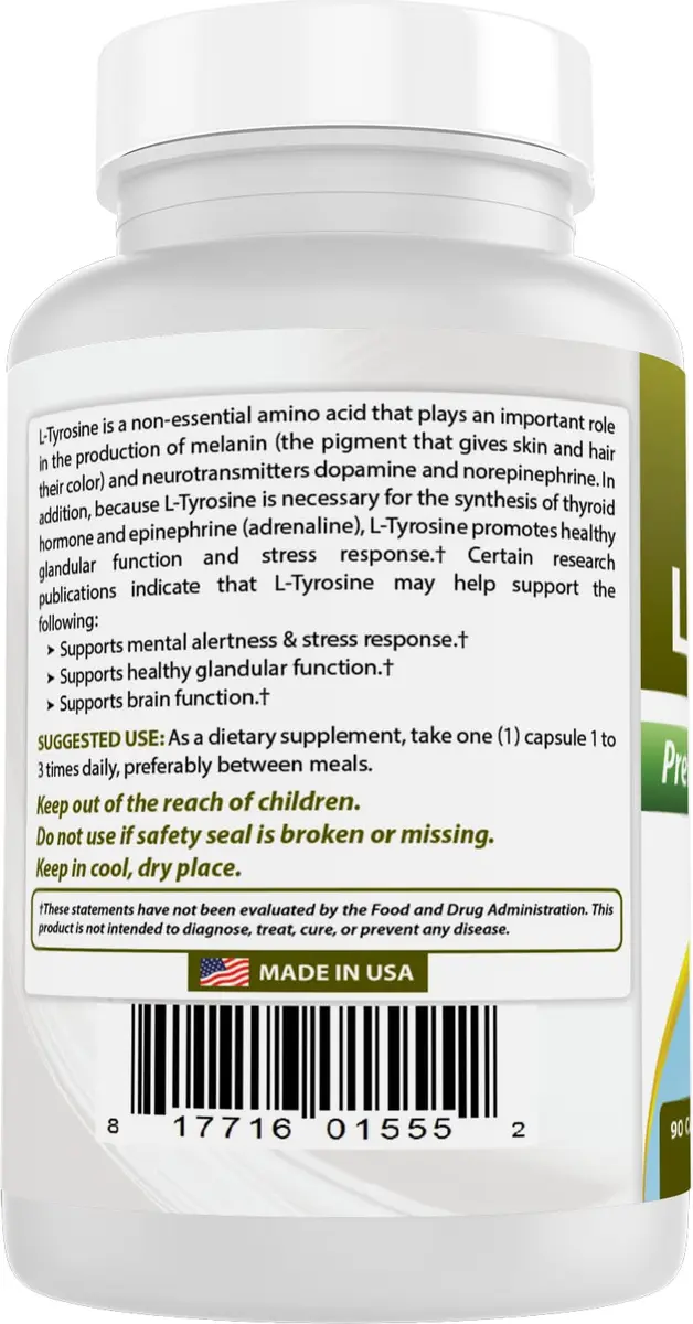 Best Naturals L-Tyrosine 500 mg 90 Capsules | Supports Brain & Mood - view 7