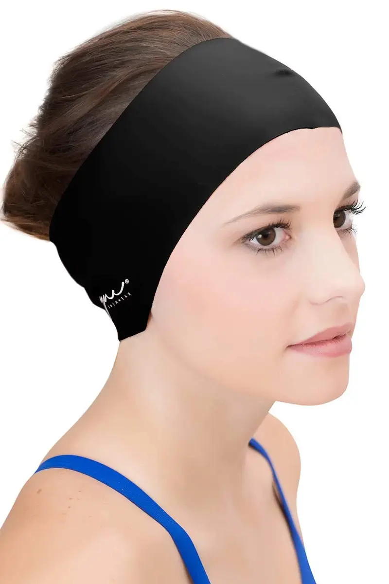 Sync Swimwear Black Silicone Hair Guard & Ear Guard Headband for Swimming Caps - main product image