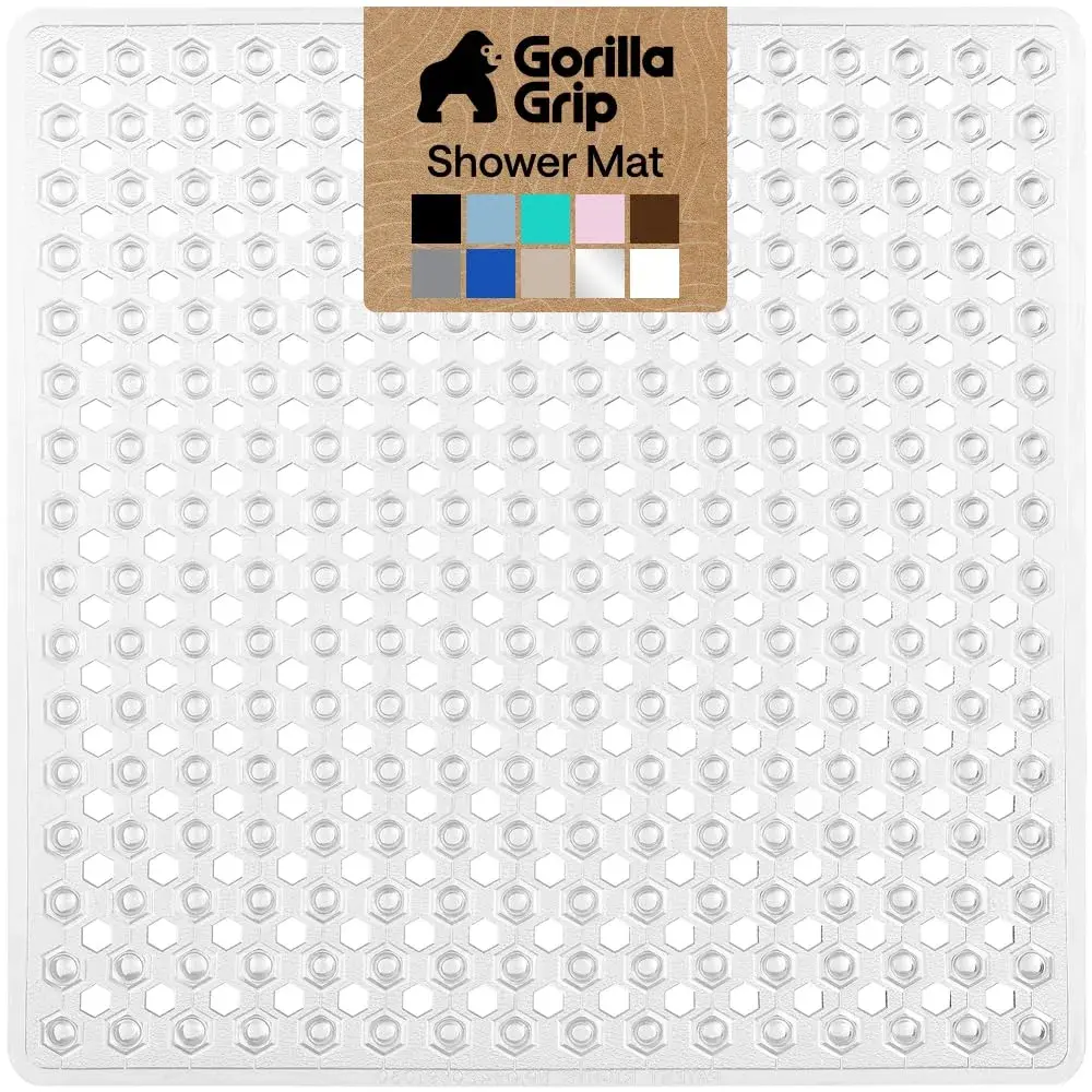 GORILLA GRIP Square Shower Stall Mat 53cm x 53cm (21" x 21") | Patented Suction Grip for Smooth Surfaces - main product image
