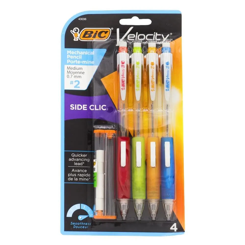BIC Velocity Side Clic Mechanical Pencils, 0.7mm | Smooth, Dark Writing for School & Office - main product image